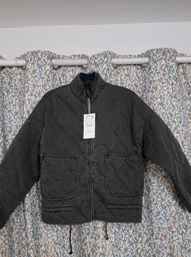 Washed black quilted jacket - black,